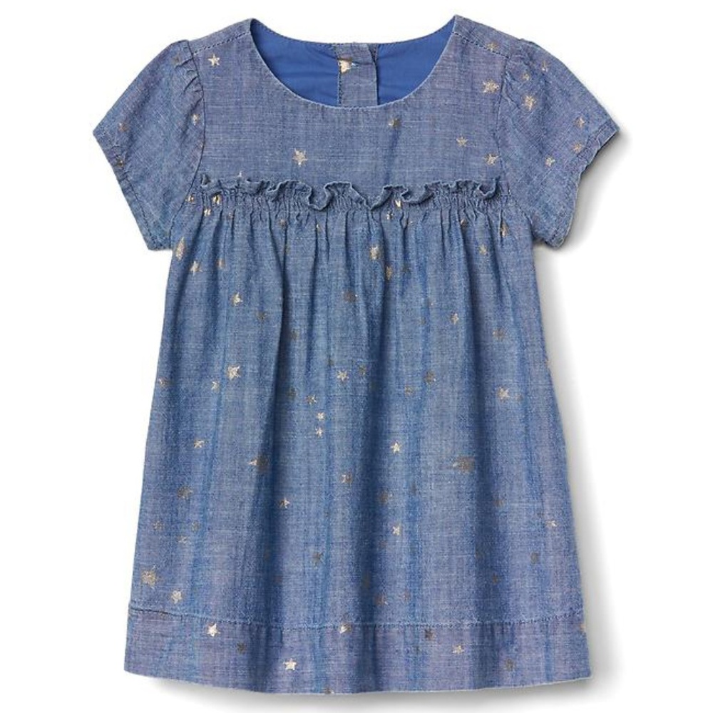 Baby Gap Girls Silver Star Chambray Dress